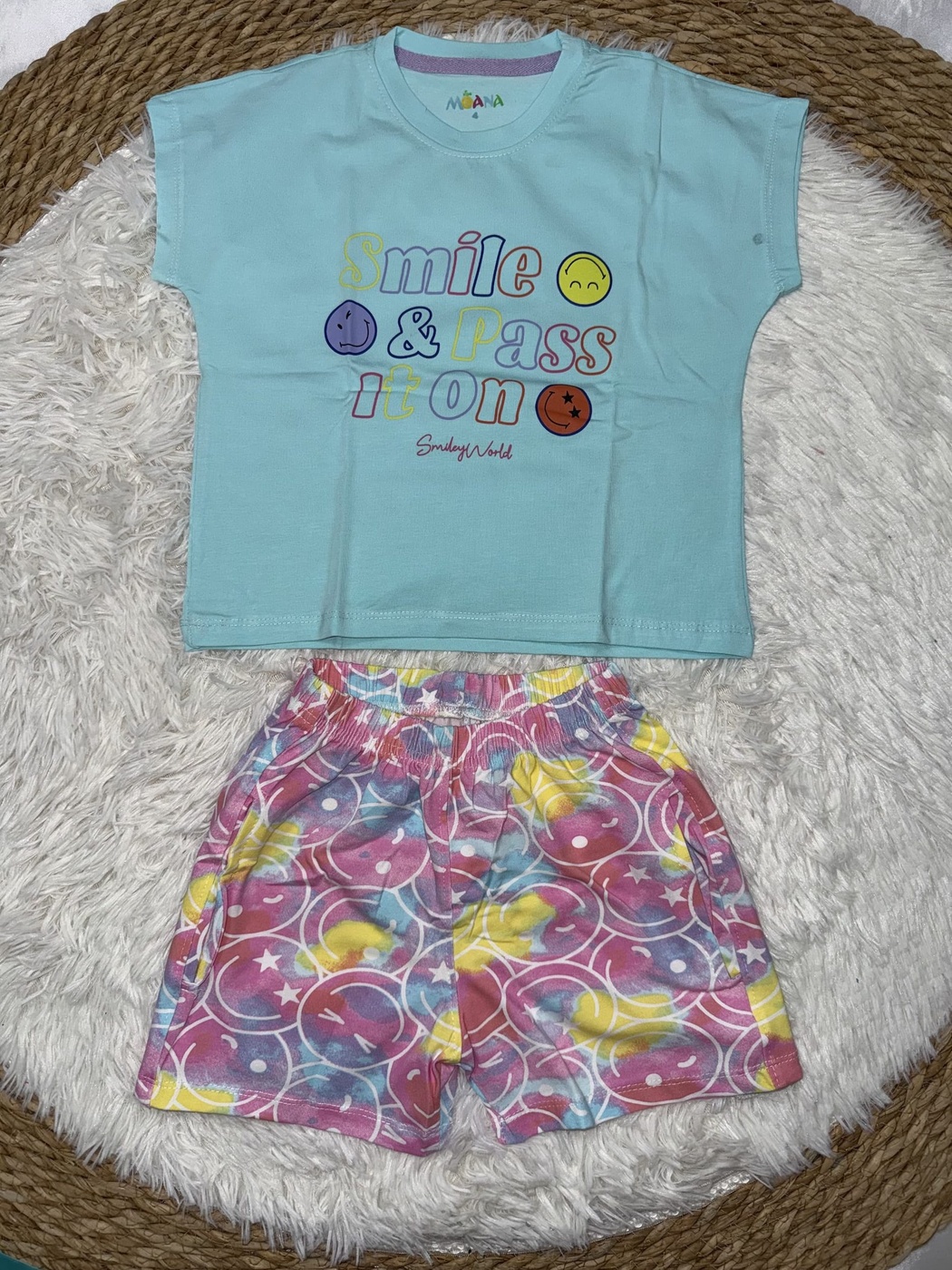 Smile Blue Shorts Set - Girl (Multi-Color Shorts)-08