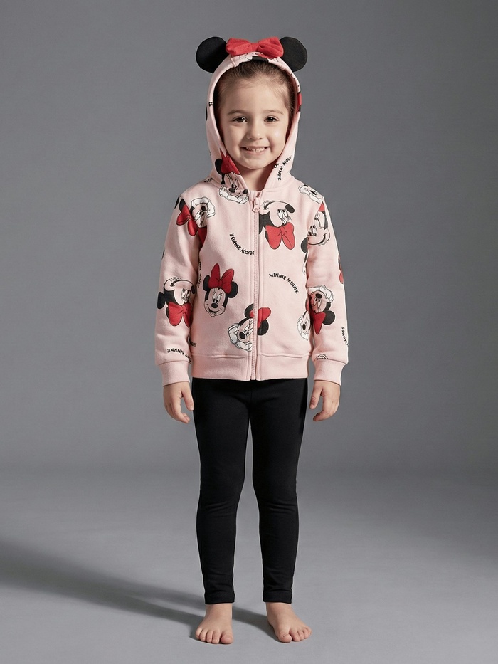 Minnie Mouse Pink Zip Hoodie - Girl (All Over Print)