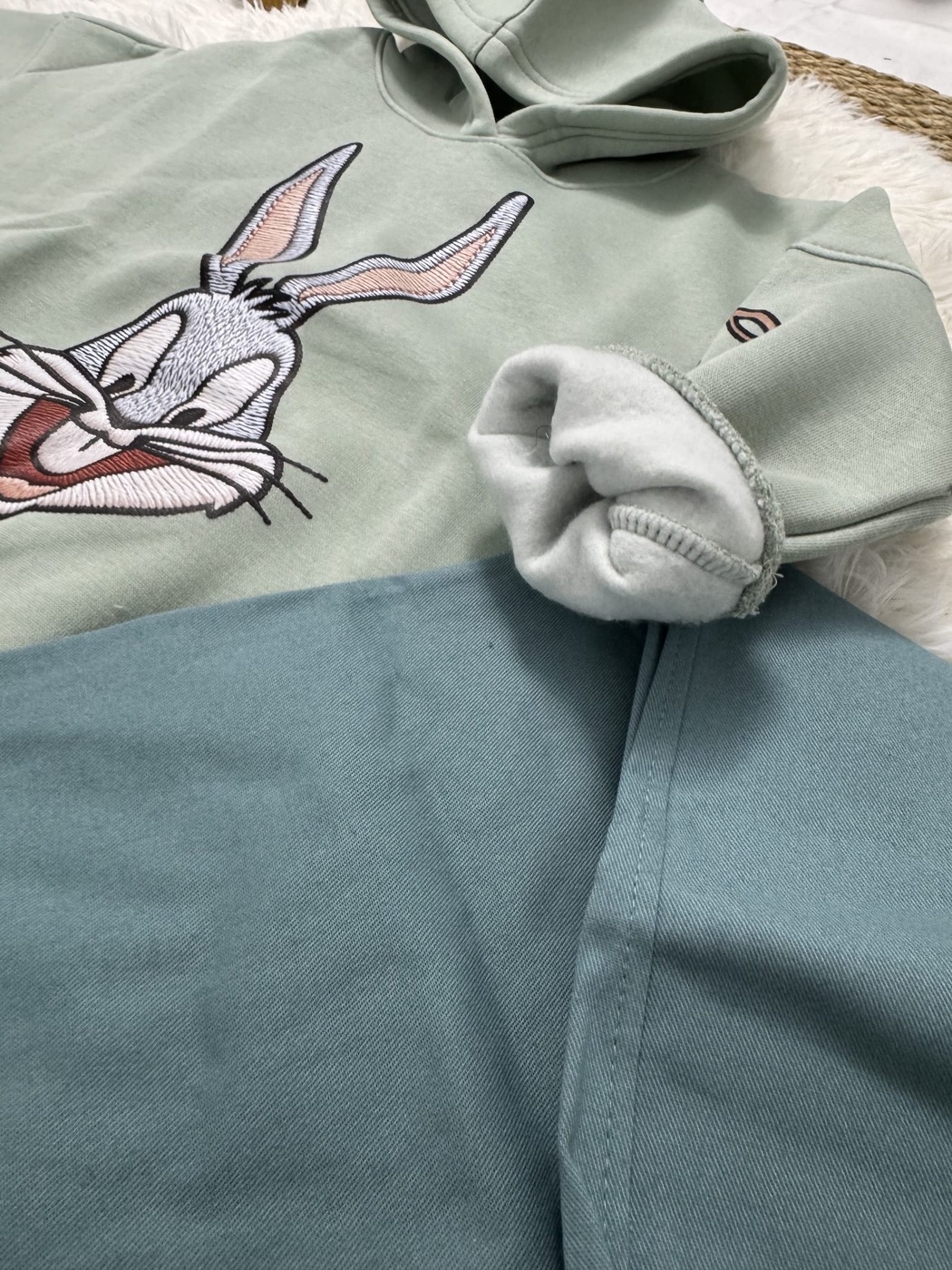 Bugs Bunny Hoodie Set Mint Green - Girl (Dark Green Pants)