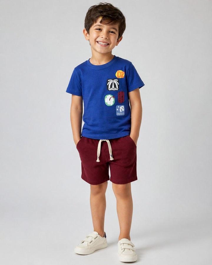 Patch Blue Shorts Set - Boy (Patch Graphic)