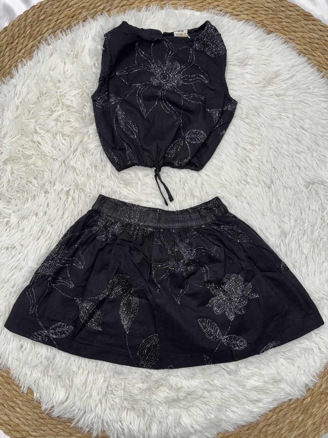 Black Skirt Set - Girl (Floral Skirt)-08