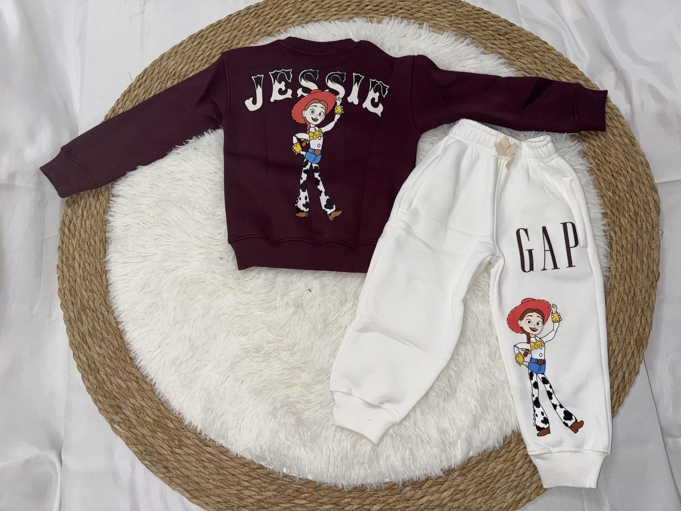 Jessie Toy Story Set Burgundy & White - For Girls (Jessie Back Print)