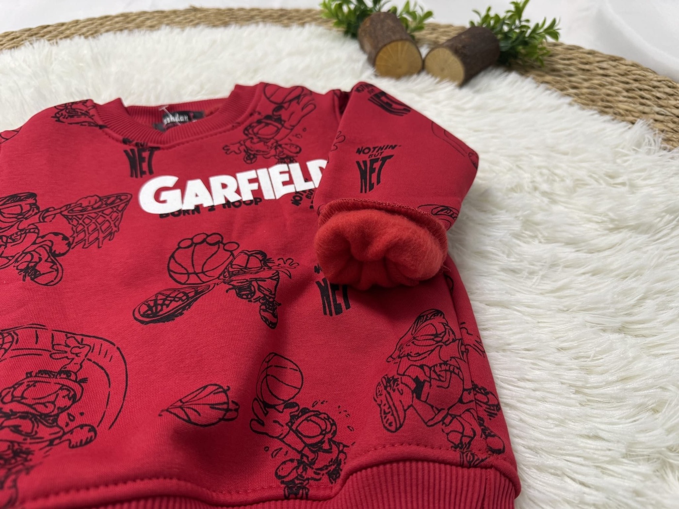 Garfield Sweatshirt Red - Boy (All Over Basketball Print)
