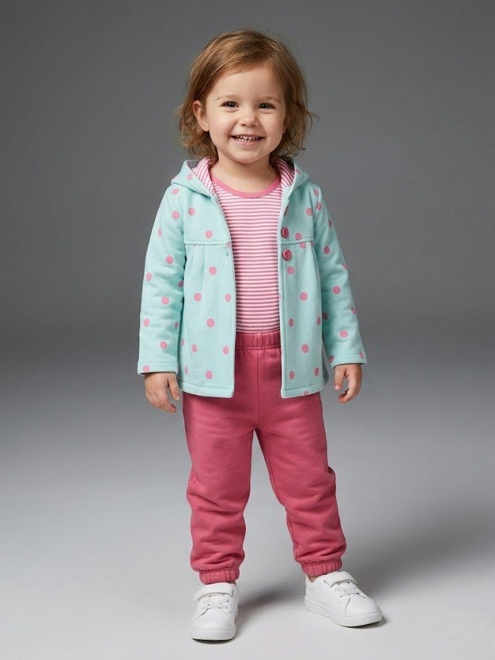 Mint Polka Dot 3-Piece Set - Baby Girl (Pink Striped Onesie)