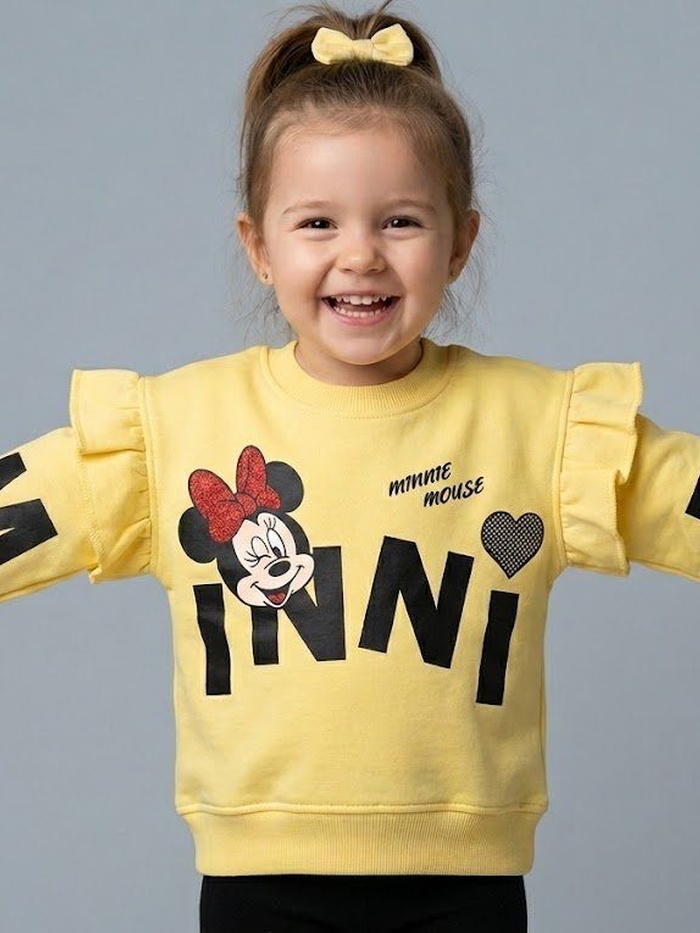 Minnie Mouse Sweatshirt Yellow - Girl (Big MINNI Letters)