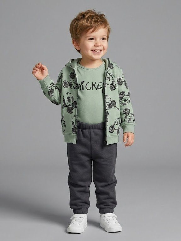 Mickey Mouse Green Vest Set - Baby Boy (Sleeveless)