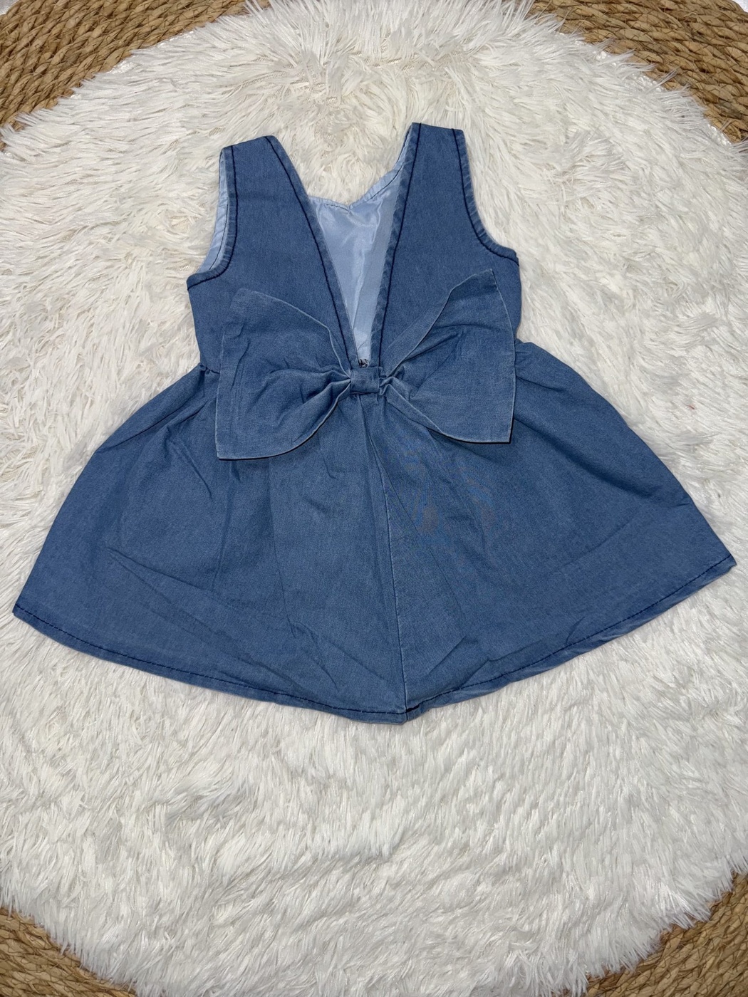 Blue Denim Dress - Girl (Back Bow)-10