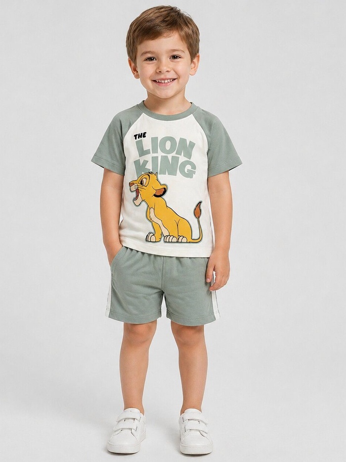 Lion King Green Raglan Shorts Set - Boy (Front Graphic)