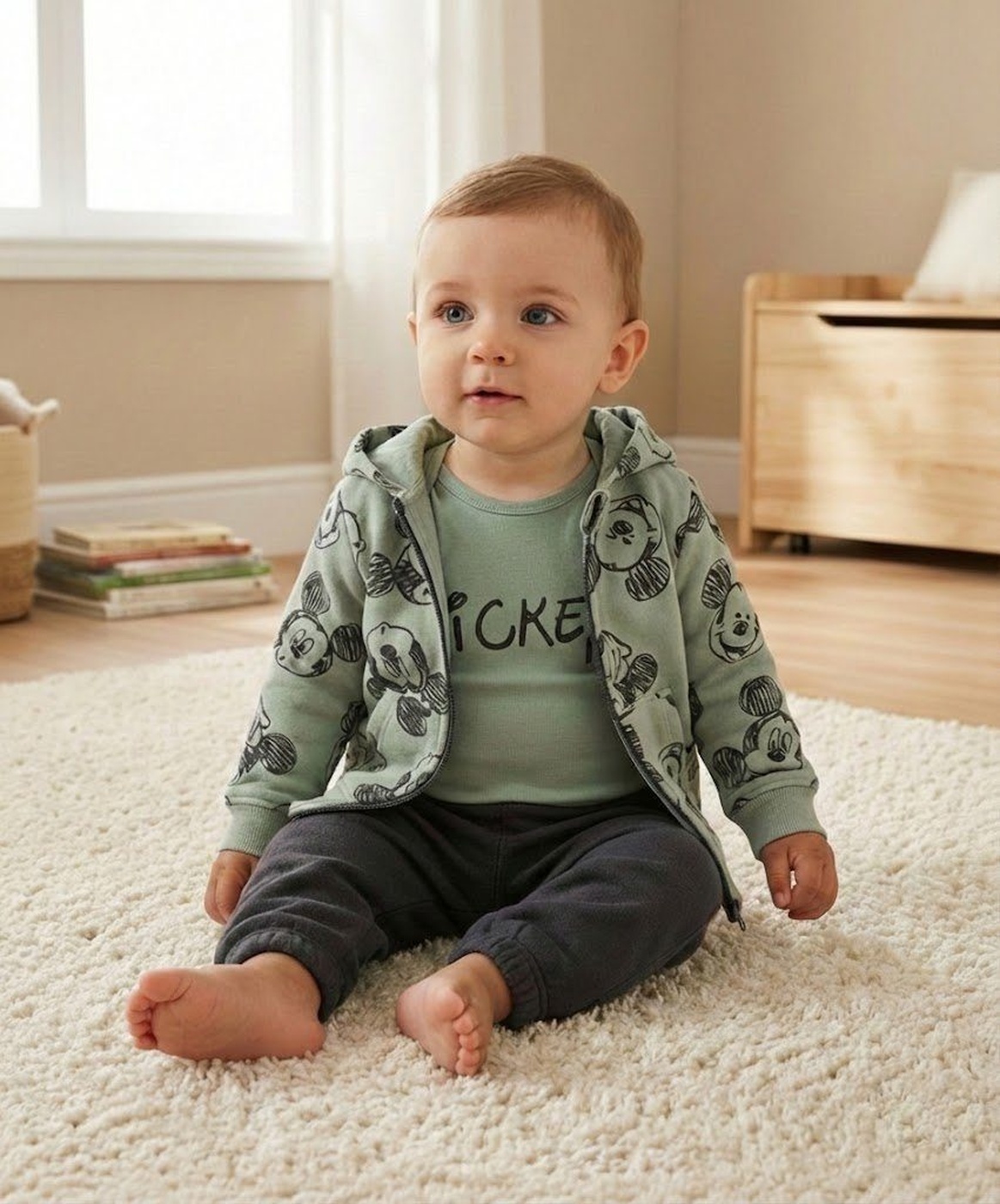 Mickey Mouse Green Vest Set - Baby Boy (Sleeveless)