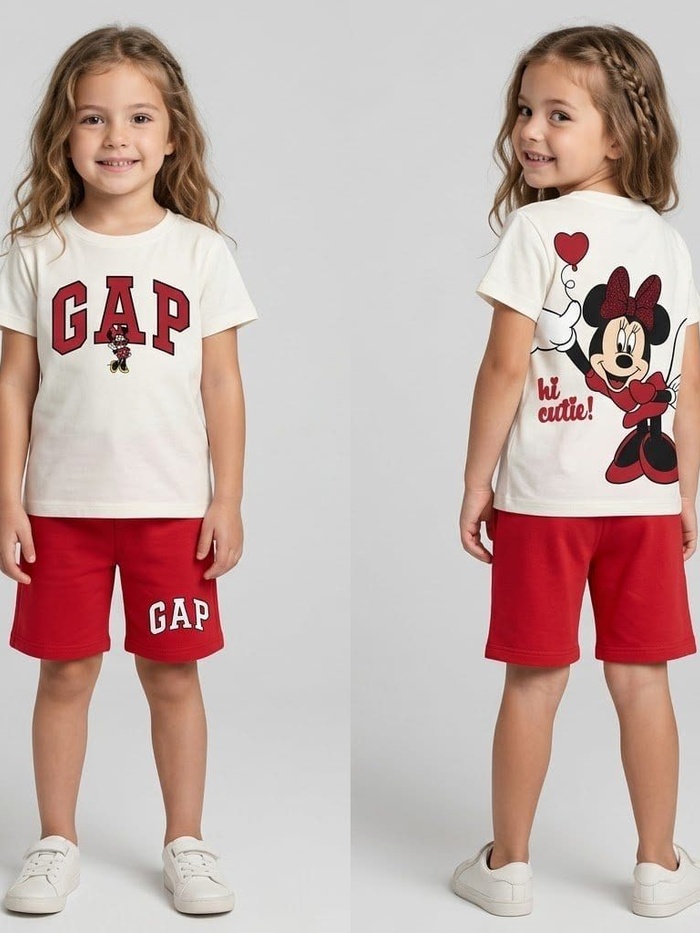 Minnie Mouse White Set - Girl (Back Graphic)