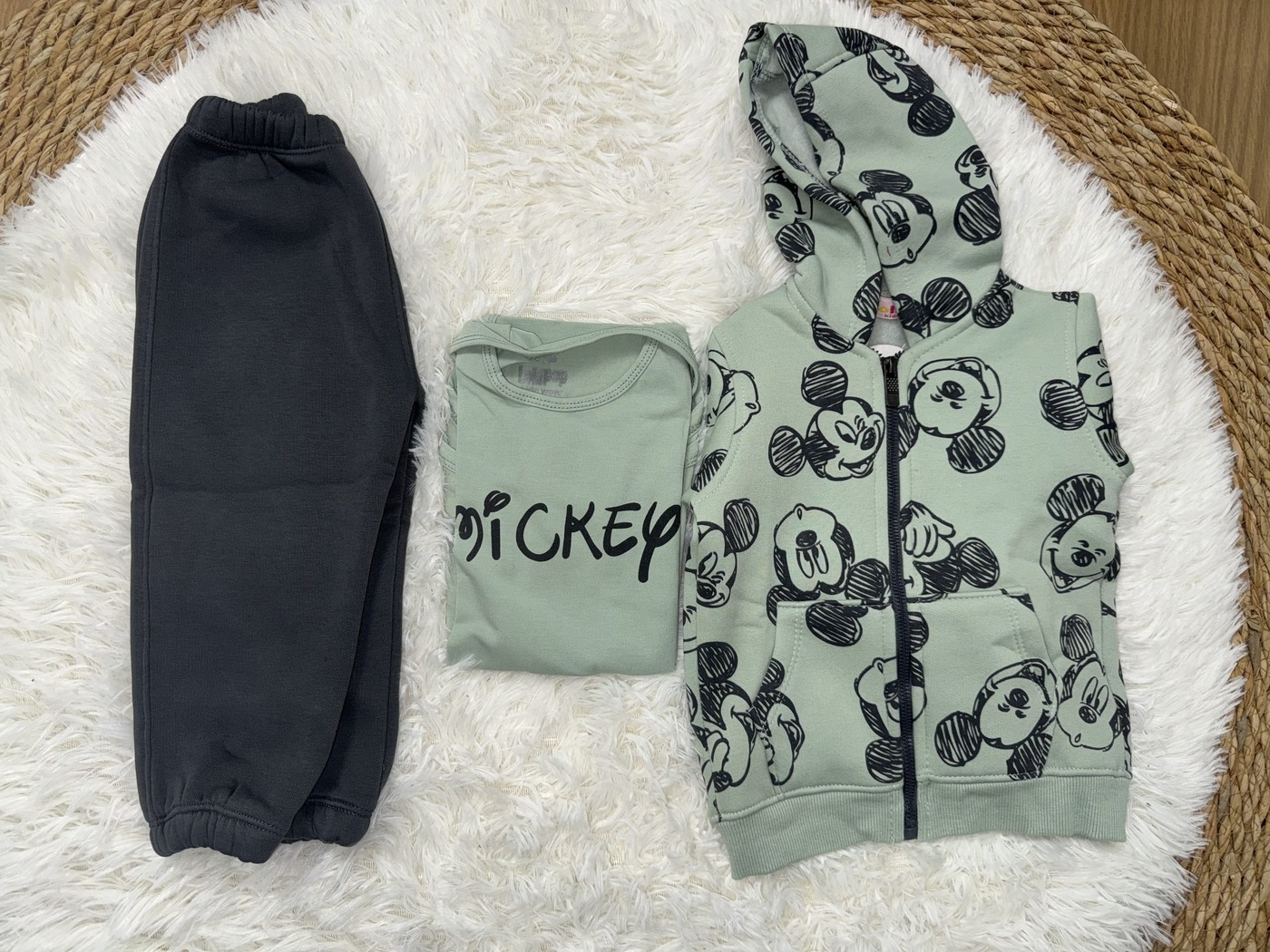 Mickey Mouse Green Vest Set - Baby Boy (Sleeveless)