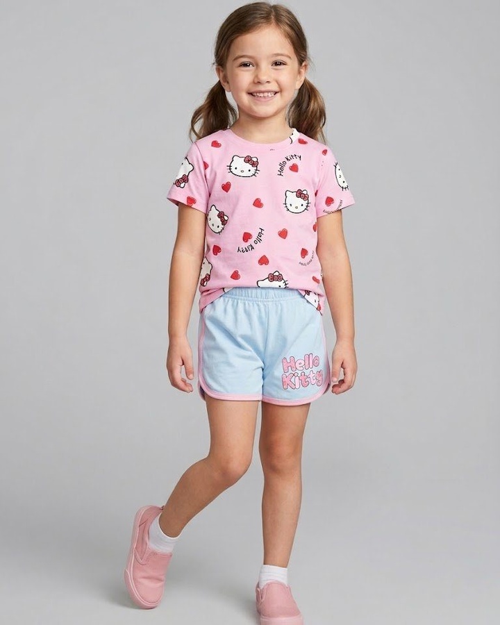 Hello Kitty Pink Set - Girl (Blue Shorts)