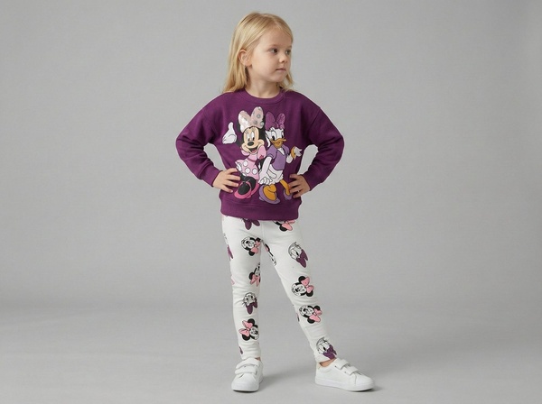 Minnie & Daisy Set Purple & White - For Girls (Patterned Leggings)