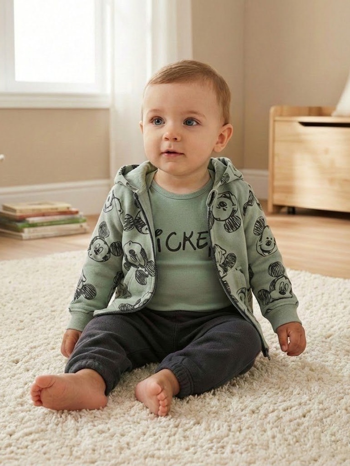 Mickey Mouse Green Vest Set - Baby Boy (Sleeveless)