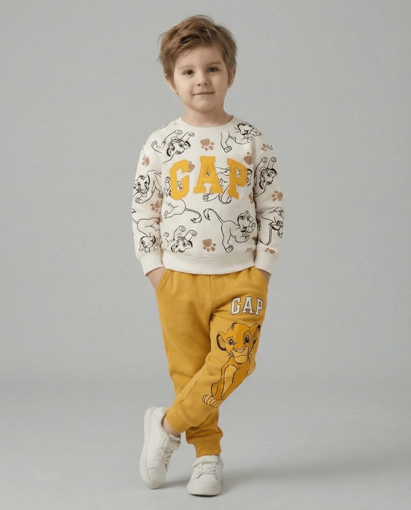 Lion King Set White & Yellow - Boy (Simba Pattern)