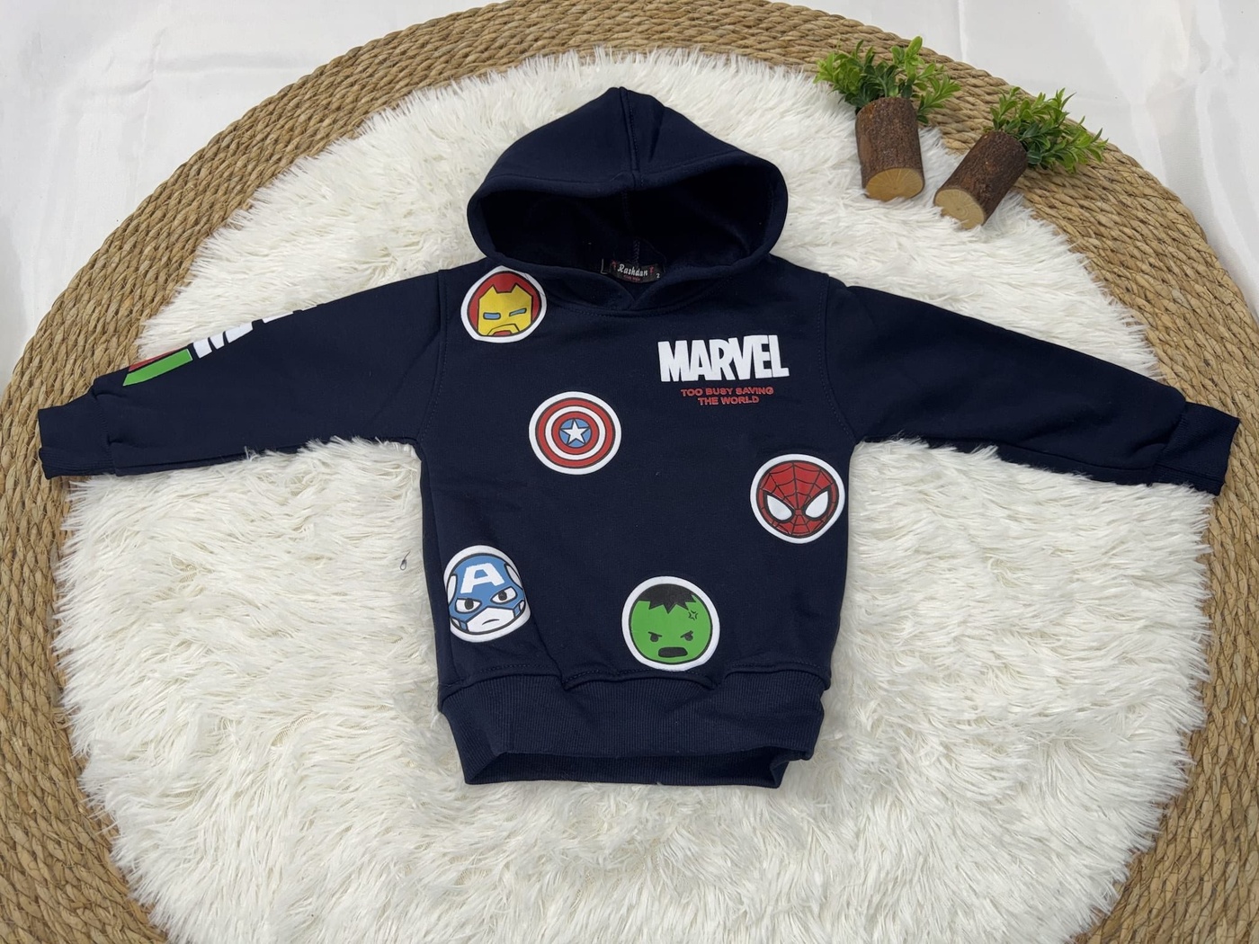 Marvel Avengers Hoodie Navy - Boy (Round Face Icons)