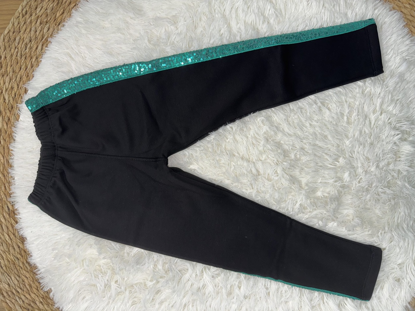 Green Ruffle Set - Girl (Sequin Stripe Pants)