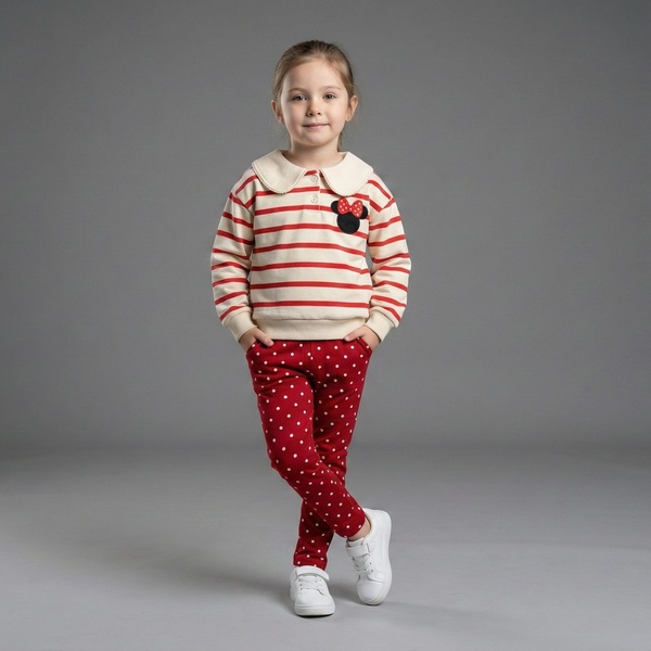 Minnie Mouse Collared Set Cream & Red - Girl (Polka Dot Pants)