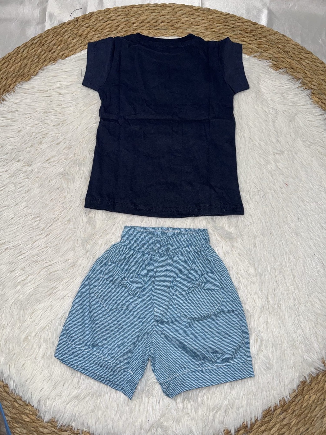 Sweet Navy Shorts Set - Girl (Text Graphic)-24M