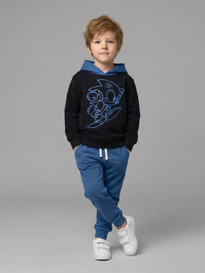 Sonic The Hedgehog Set Black & Royal Blue - Boy (Neon Outline Print)