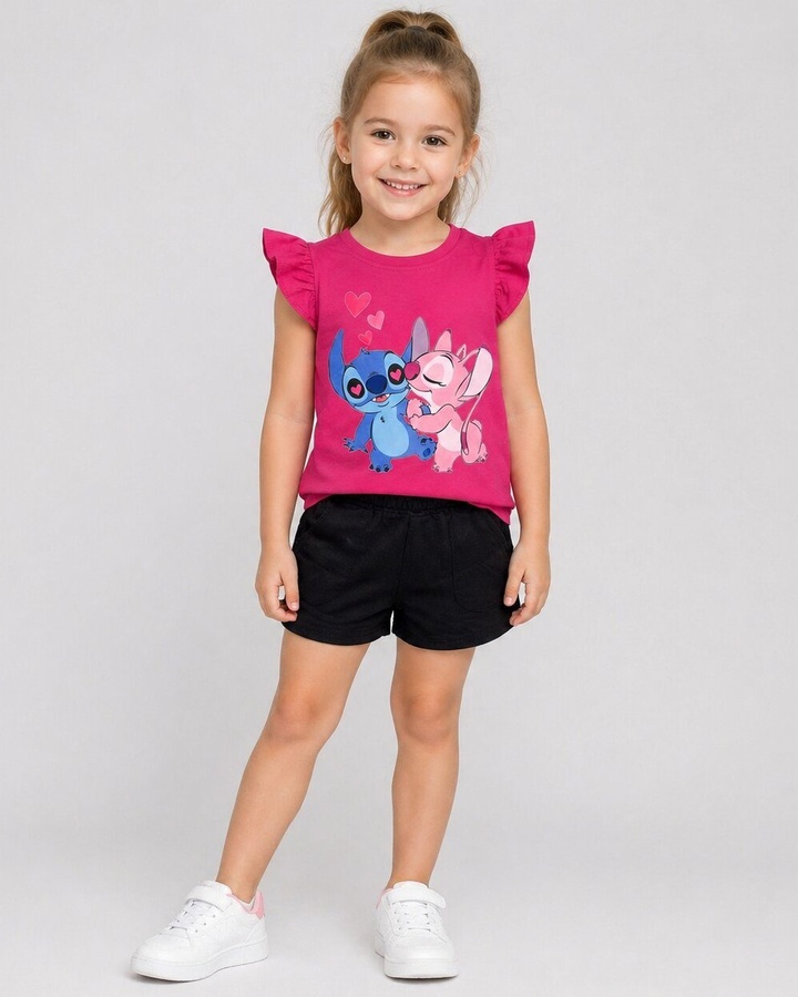 Stitch Pink Ruffle Set - Girl (Ruffle Sleeves)