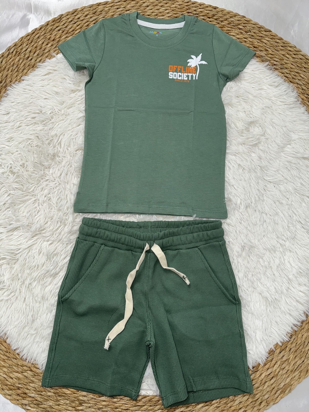 Offline Green Shorts Set - Boy (Back Graphic)-10