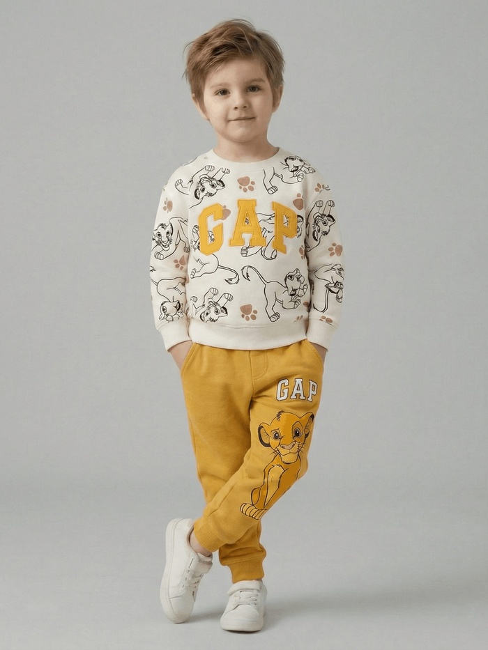 Lion King Set White & Yellow - Boy (Simba Pattern)