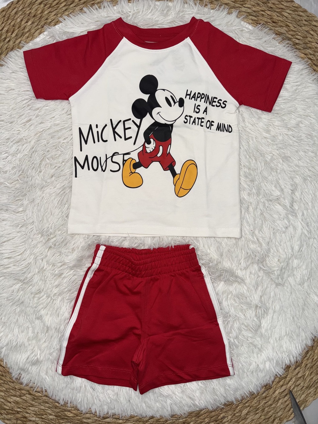 Mickey Mouse Red Raglan Shorts Set - Boy (Front Graphic)-06