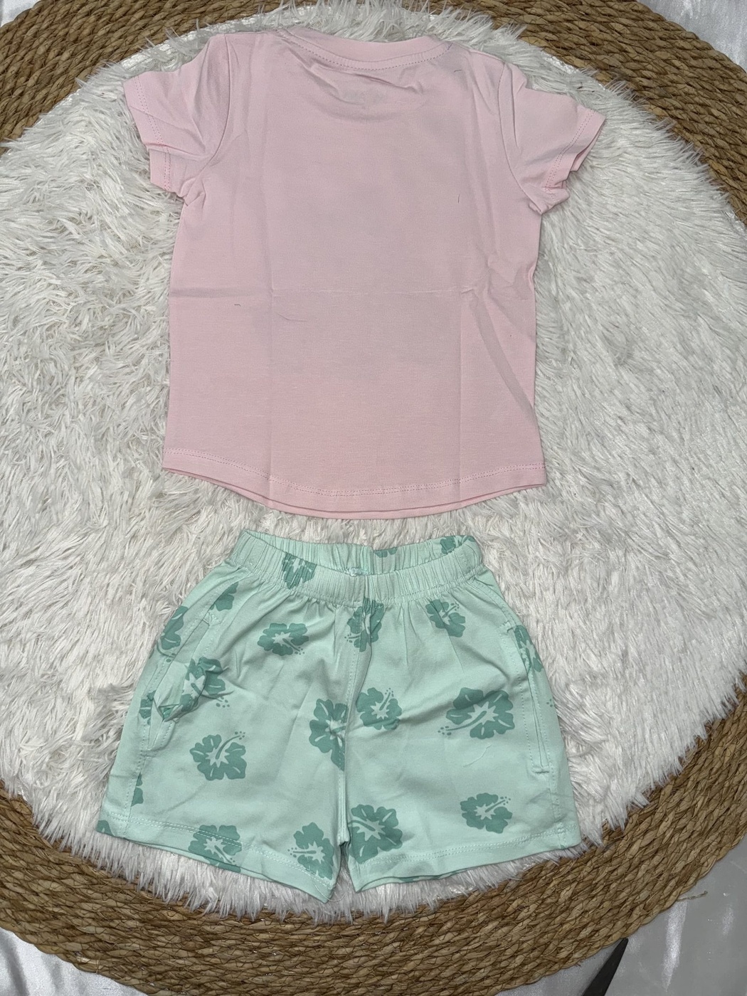 Stitch Pink Shorts Set - Girl (Green Shorts)-08