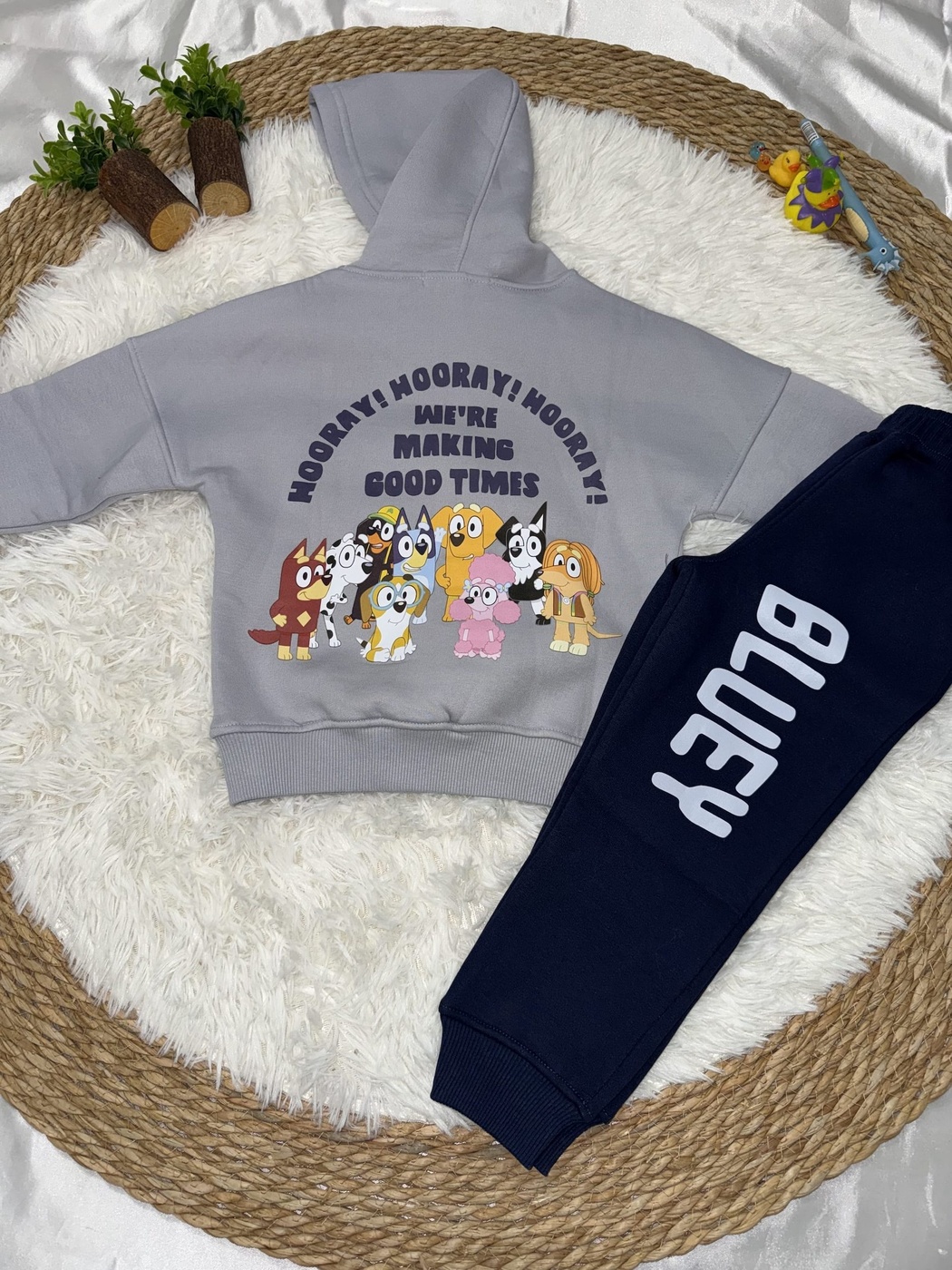 Bluey Grey Hoodie Set - Boy (Back Print)