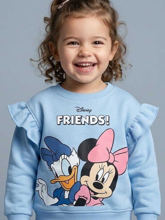 Disney Friends Sweatshirt Light Blue - Girl (Minnie & Daisy Ruffles)