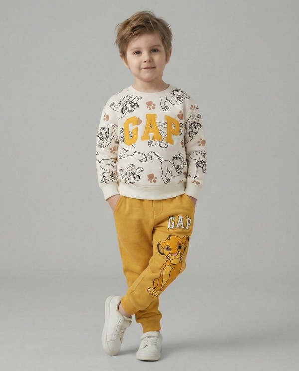 Lion King Set White & Yellow - For Boys (Simba Pattern)
