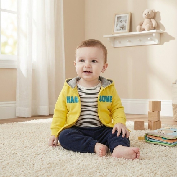 Handsome Yellow 3-Piece Set - Baby Boy (Striped Body)