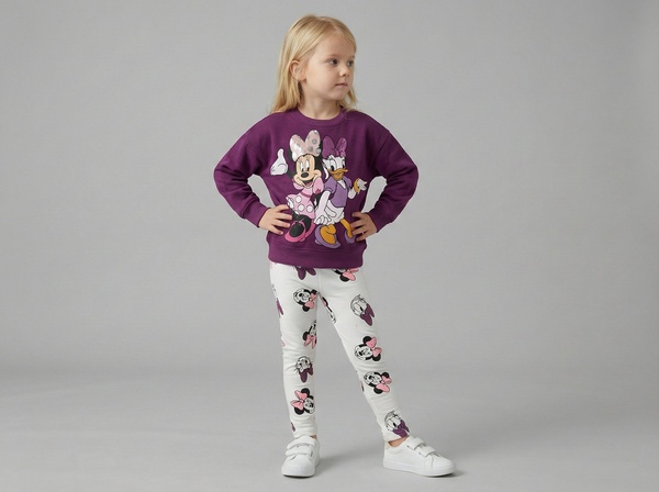 Minnie & Daisy Set Purple & White - Girl (Patterned Leggings)