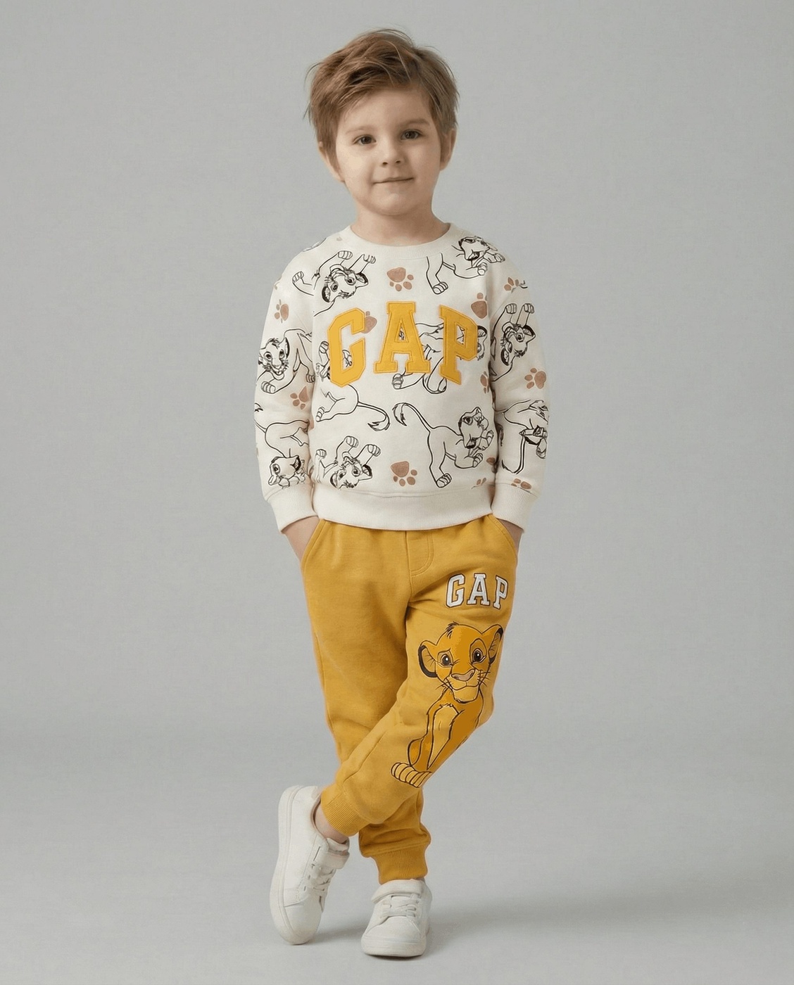 Lion King Set White & Yellow - Boy (Simba Pattern)
