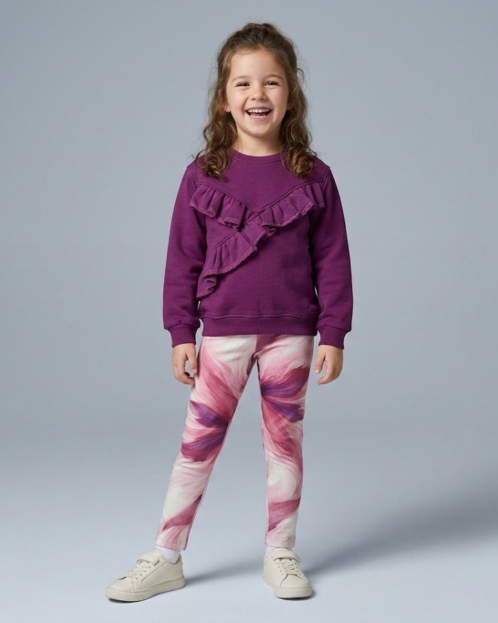 Purple Ruffle Set - Girl (Pink Floral Pants)