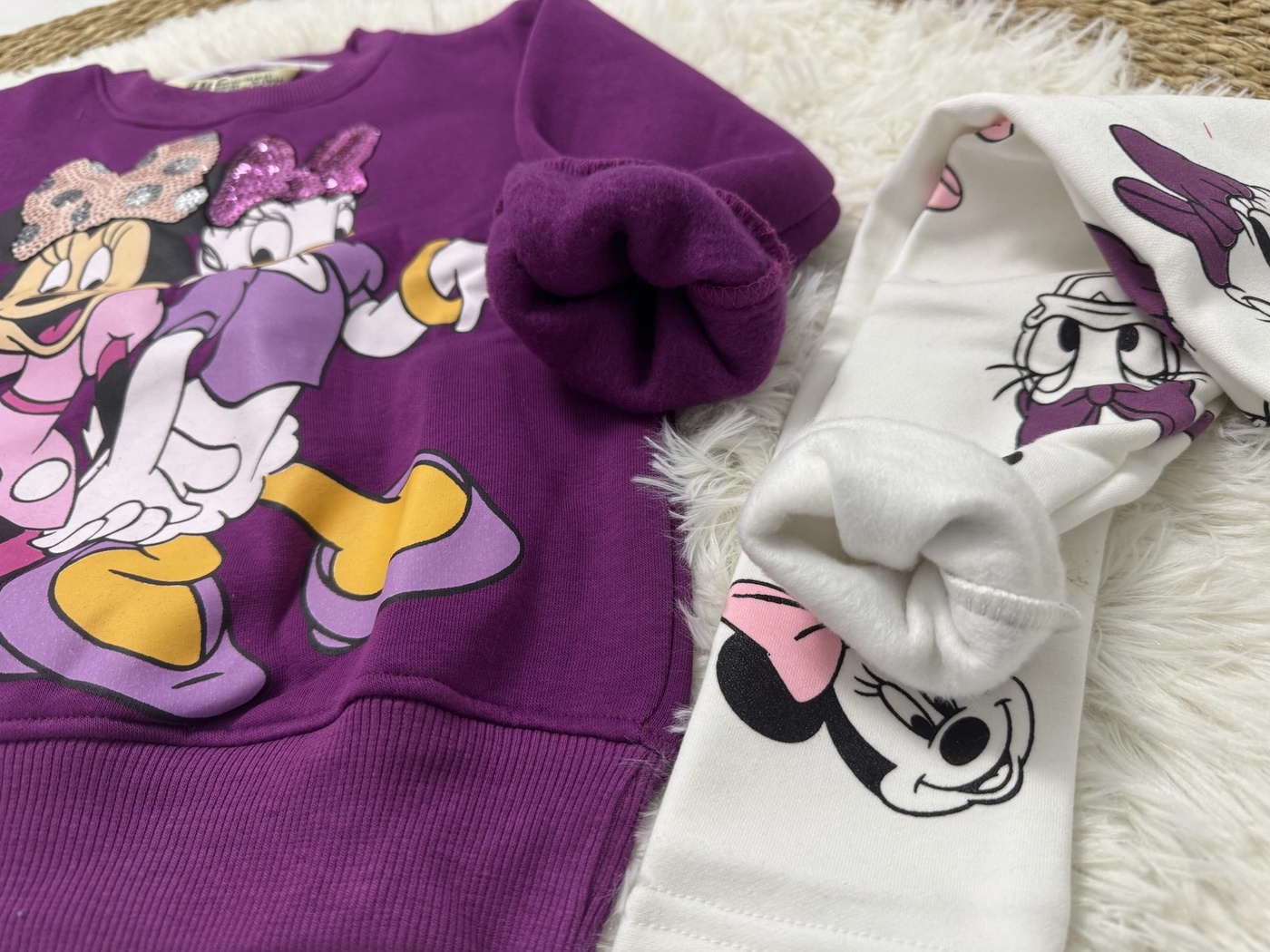 Minnie & Daisy Set Purple & White - Girl (Patterned Leggings)