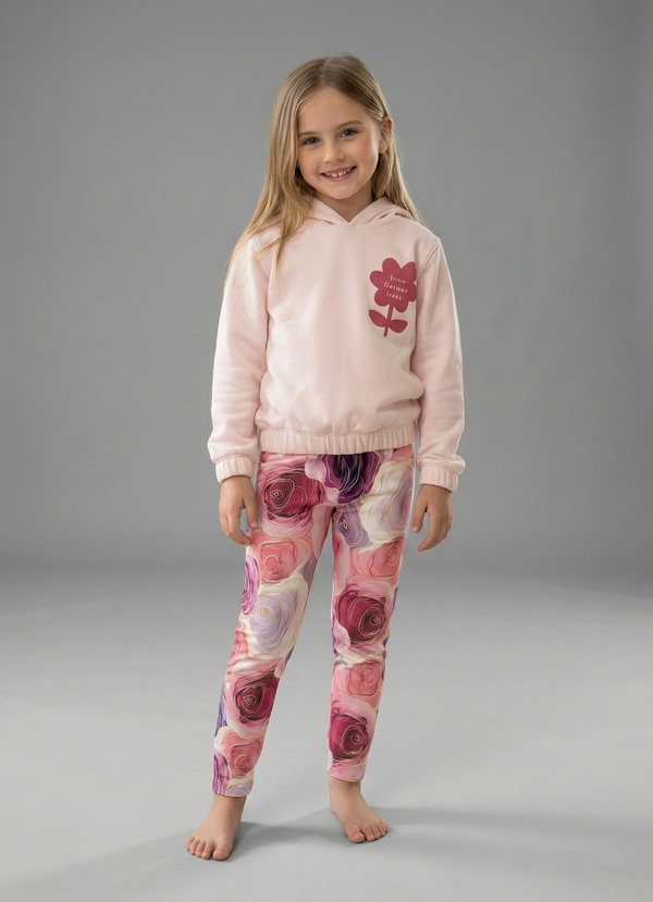 Love Flower Pink Set - Girl (Rose Pattern Pants)