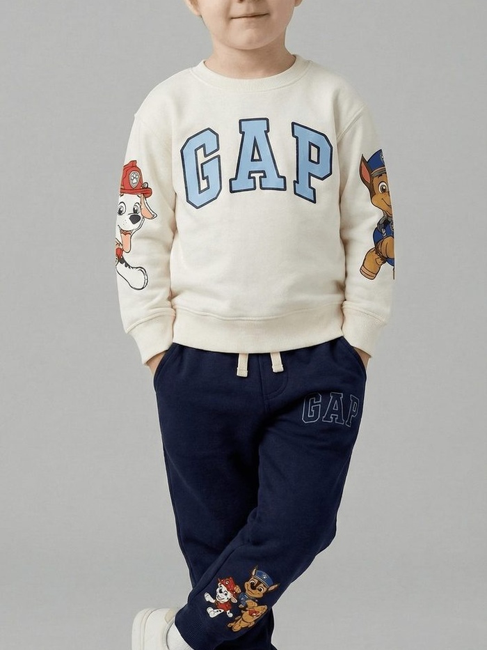 Paw Patrol Set White & Navy - For Boys (Chase & Marshall Side Print)