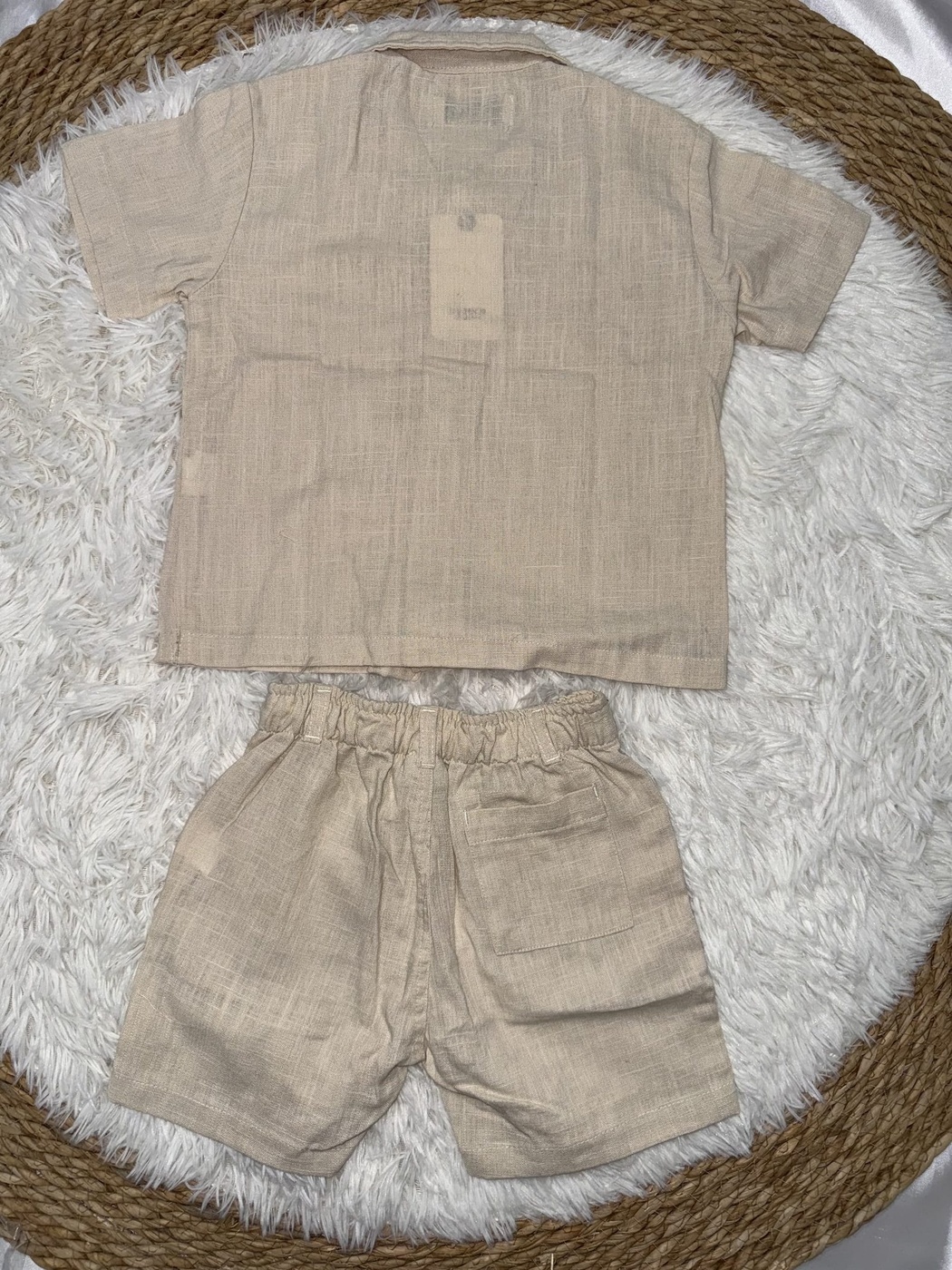 Beige Short Set - Boy (Button Shirt)-06