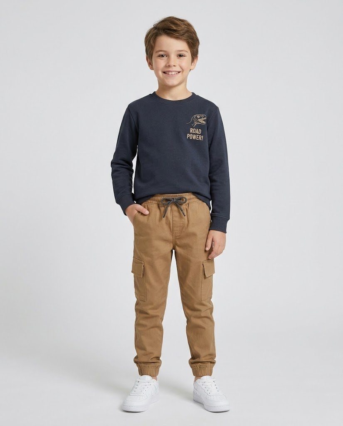 T-Rex Predator Set Dark Grey - Boy (Brown Cargo Pants)