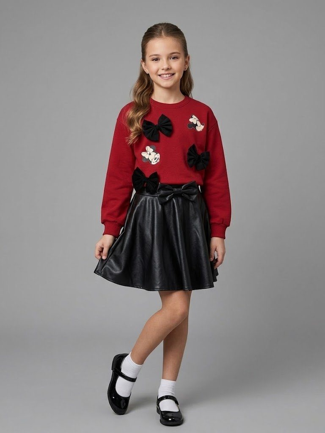 Minnie Red Set - Girl (Black Leather Skirt)