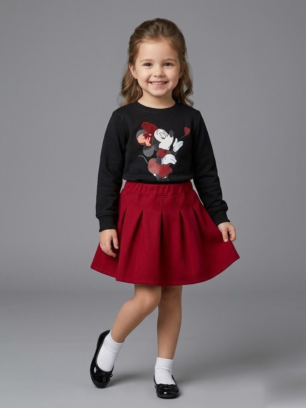 Minnie Mouse Black Set - Girl (Red Skirt)