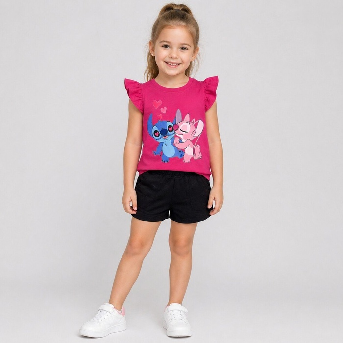 Stitch Pink Ruffle Set - Girl (Ruffle Sleeves)