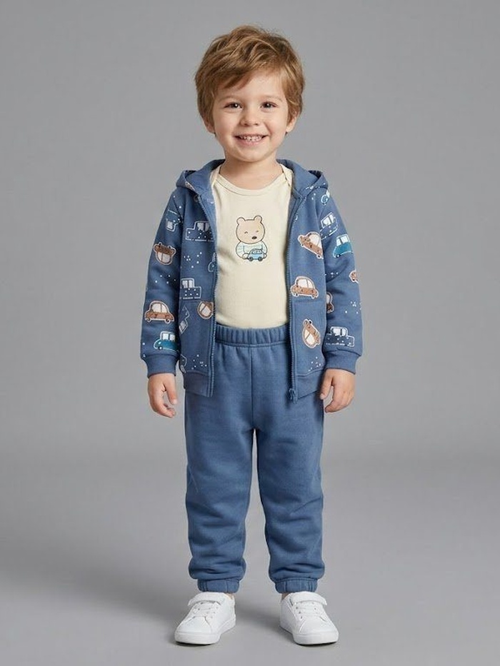 Blue Car 3-Piece Set - Baby Boy (Bear Bodysuit)