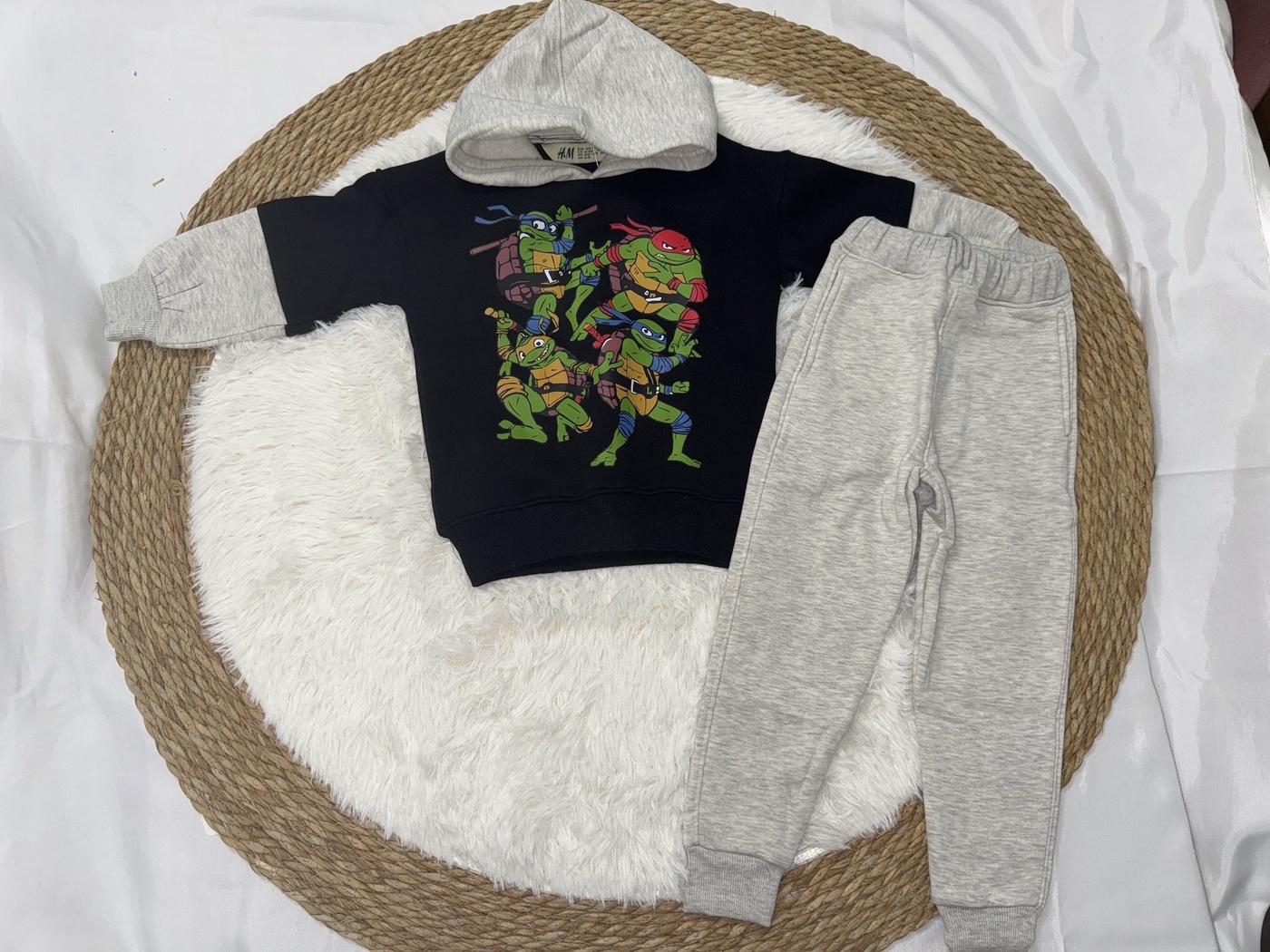 TMNT Hoodie Set Black & Grey - Boy (Contrast Grey Hood)