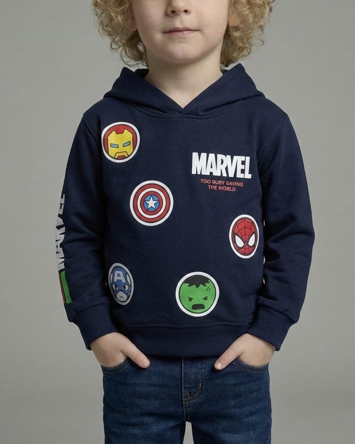 Marvel Avengers Hoodie Navy - Boy (Round Face Icons)