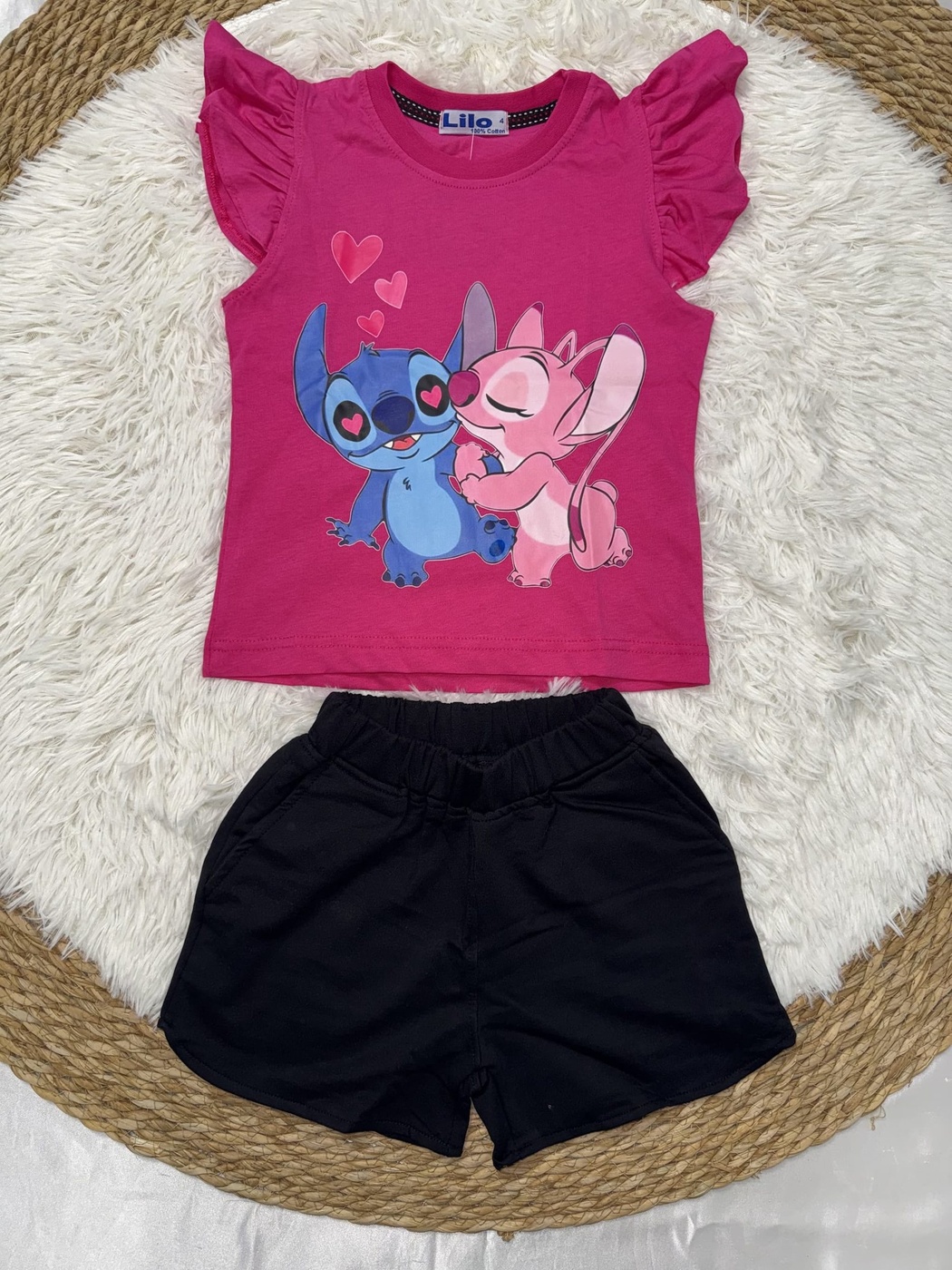 Stitch Pink Ruffle Set - Girl (Ruffle Sleeves)-10