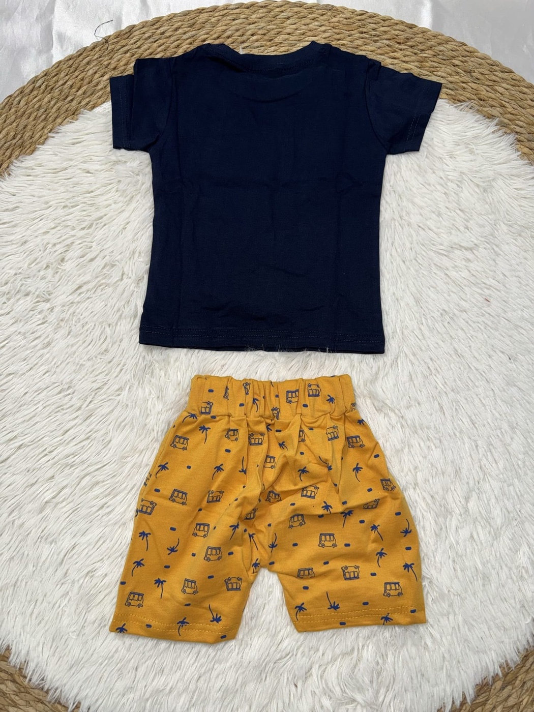 Adventure Navy Shorts Set - Boy (Bus Graphic)-24M