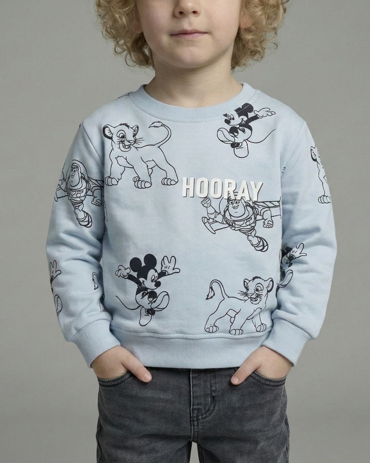 Disney Mix Sweatshirt Light Blue - Boy (Hooray Text)